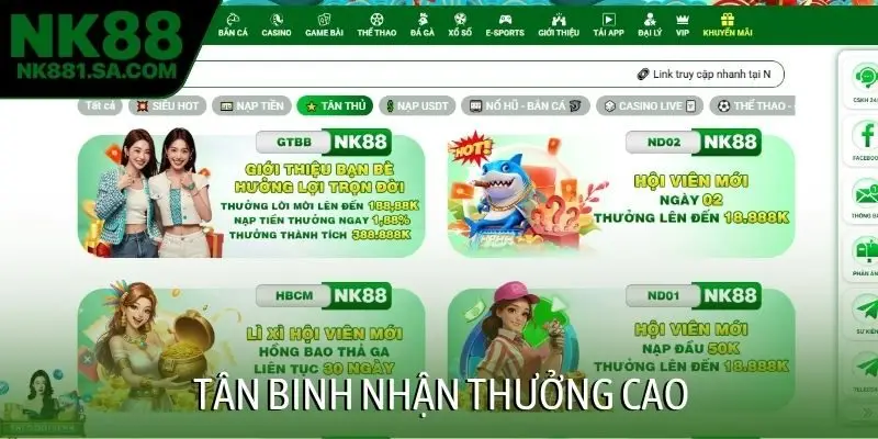 Tân binh nhận thưởng cao